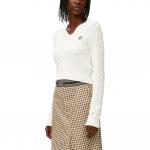 Футболка поло с вышитым логотипом LOEWE, мягкого белого цвета - фото 5