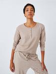 Комплект пижамы Henley Top & Stripe Bottoms John Lewis, Mocha/Ivory - фото 5