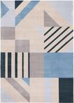 Ковер для пола SAFAVIEH, 61 x 92 см, Orwell Collection, Beige & Blue, дизайн в стиле Mid-Century Modern Abstract, не линяет и прост в уходе, идеален для помещений с высокой проходимостью: прихожая, гостиная, спальня (ORW396B) - фото