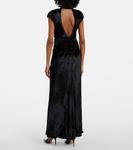 Платье Тина из бархата с рюшами Staud, черный - фото 3