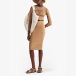 Укороченный шелковый джемпер с логотипом-интарсией Prada, коричневый - фото 2