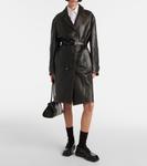 Кожаное пальто-халат Prada, Nero - фото 2