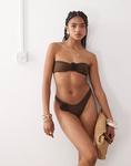 Бикини-топ-бандо Miss Selfridge в шоколадном цвете - фото