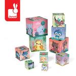 Janod, Башня-пирамида, 10 кубиков с милыми животными - фото