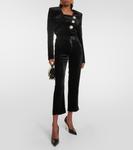 Укороченные бархатные брюки Balmain, черный - фото 2