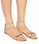 Металлизированные кожаные сандалии Prada, Pirite - фото 5