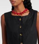 Льняное мини-платье Emma Posse, черный - фото 4