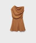 Женское асимметричное платье с драпировкой MANGO, Burnt Orange - фото 4