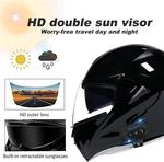 Шлем мотоциклетный Guenzo Bluetooth, черный / фиолетовый - фото 4