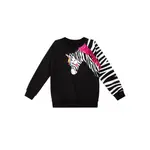 Свитер Denokids с круглым вырезом «Зебра с оборками» и зебровым принтом, черный - фото 2