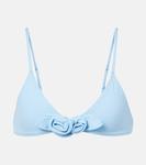 Бикини топ с цветочными аппликациями Coperni, синий - фото