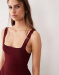 Топ Mango с квадратным вырезом и баской, темно-красный - фото 3