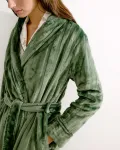 Женский однотонный халат из полиэстера Énfasis, темно-зеленый - фото 3