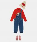 Джинсовые комбинезоны с вышитым логотипом Mini Rodini, синий - фото 2