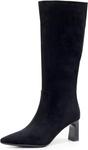 Женские модные эластичные сапоги до колена VenusCelia, Black Suede - фото