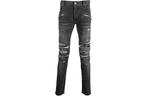 Джинсы с прорезями Slim fit BALMAIN, черный - фото