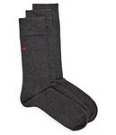 Носки мужские Hugo Bodywear высокие с логотипом бренда 3 пары, серый - фото