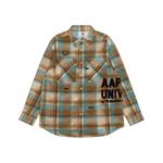 Рубашка A Bathing APE с клетчатым логотипом Aape, коричневый - фото