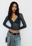 Блуза PULL&BEAR CORSETRY-INSPIRED, Light Grey - фото