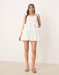 ASOS DESIGN мини-платье с оборками белого цвета - фото 2