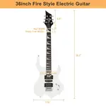 Glarry Электрогитара в стиле «Горящее пламя», 36 дюймов / Белая - фото 8