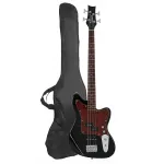 Бас-гитара Glarry Black GIB 4 струны с красным перламутровым пикгардом и усилителем 20 Вт - фото