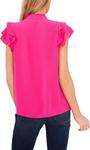 Блуза CeCe Short Sleeve Pin Tuck Ruffled Blouse, цвет Bright Rose - фото 4