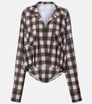 Клетчатый боди оверсайз Norma Kamali, Bark Box Plaid - фото