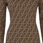 Футболка с длинными рукавами и монограммой FENDI, коричневая - фото 10