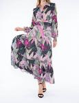 Emma Smocked Waist Maxi In Pink Leaf TAJ by SABRINA CRIPPA - фото