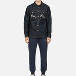 Джинсовая рубашка с вышитым рисунком «Чайка» Evisu, синий - фото 6