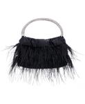 Сумочка с перьями и хрустальной ручкой Nina, черный - фото