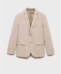 Мужской пиджак из эластичной ткани, приталенный крой MANGO, Beige - фото 4