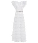 Платье Myra из блестящего тюля с оборками Costarellos, белый - фото