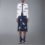 Кардиган из хлопка hector с интарсией THOM BROWNE, белый - фото 5