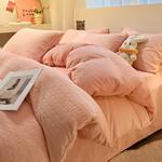 Пододеяльник MUJI с 3D-резным узором, 180х220 см, плетеный узор/розовый - фото