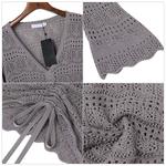 Кроп-топ с кружевной вязкой и завязками в стиле бохо Yesfashion, Black - фото 4