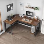 Угловой компьютерный стол Naijia 160x100 см, американский орех + черная рама, левый угол - фото