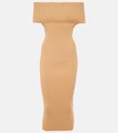 Платье миди с открытыми плечами Sportmax, Cammello - фото