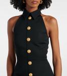 Мини-платье из шерсти Grain de Poudre с воротником-халтером Balmain, Noir - фото 4