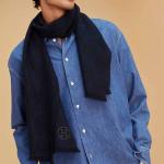 HERMES Вязаный шарф мужской, Ocean/Black - фото 7