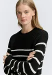 Джемпер с круглым вырезом Tom Tailor Denim, Placed Black/White Stripe - фото 4