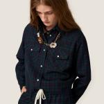 Рубашка в клетку MIU MIU, синий/зеленый - фото 5