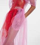 Печатное платье миди из органзы Simone Rocha, Red/Pink - фото 5