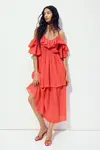 Платье с открытыми плечами H&M, красный - фото 2