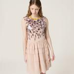 Вышитое платье из марокена MIU MIU, персиковый - фото 4