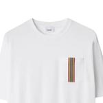 Футболка Burberry Icon Stripe Ellison с карманом, белая - фото 7