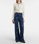 Украшенный кардиган с рубчиком Self-Portrait, кремовый - фото 2