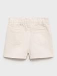 Детские джинсовые шорты с поясом paperbag Mango, Light Beige - фото 4