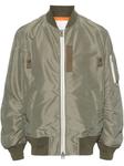 Sacai куртка-бомбер на молнии, зеленый - фото